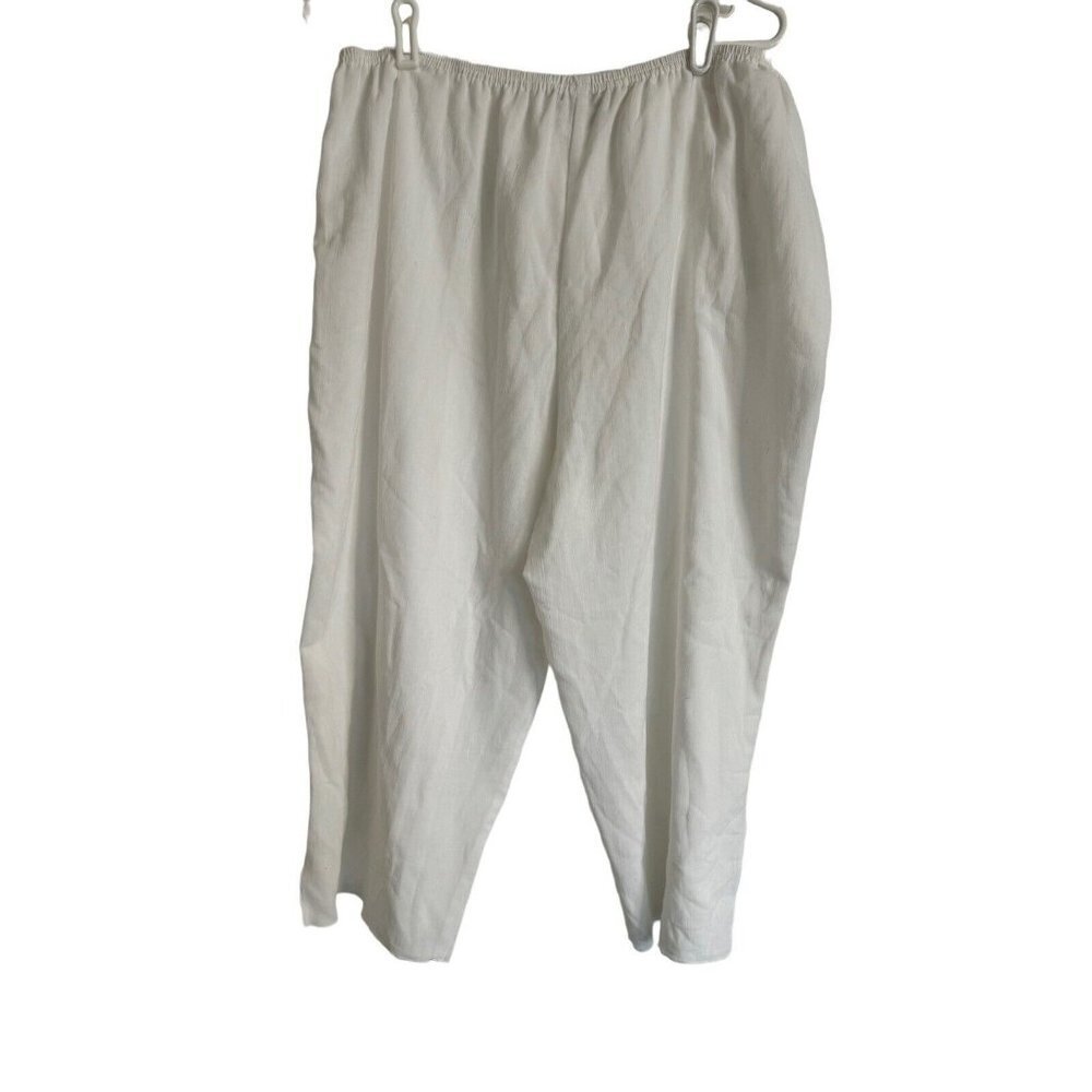 Tilley Endurable 2XL Linda Lundstrom Cropped White Pants Elastic Waist Wide Leg - Picture 10 of 11